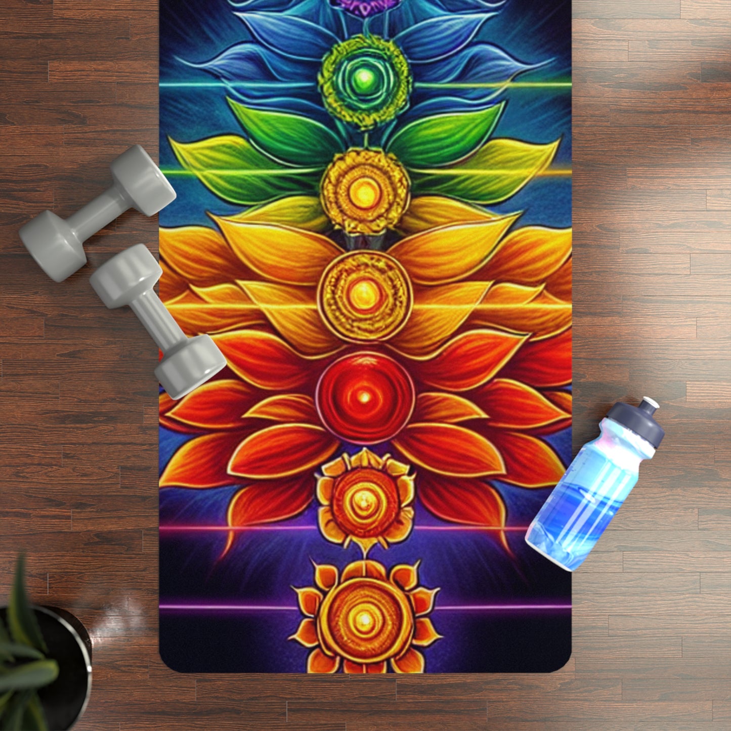 Colorful chakra  Rubber Yoga Mat